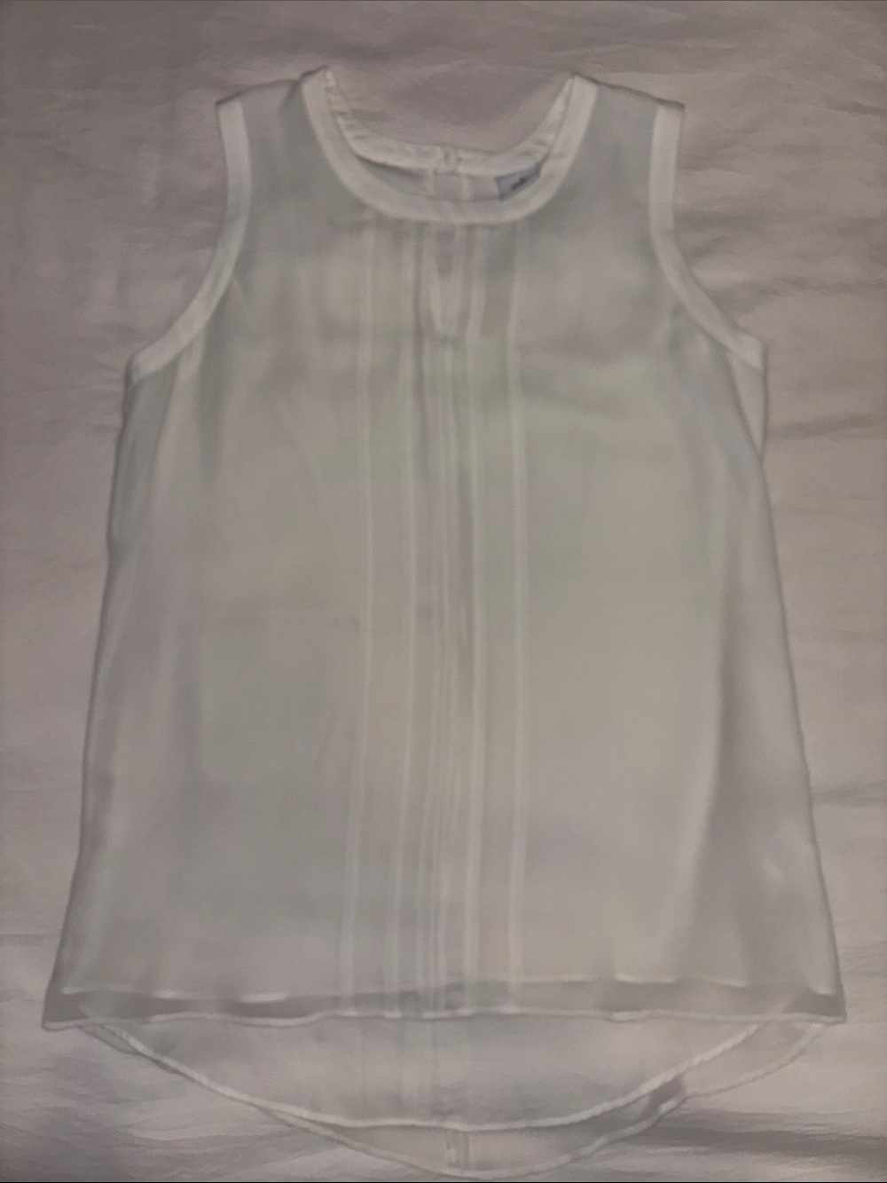 CAbi White Sleeveless Pintuck Front Shell